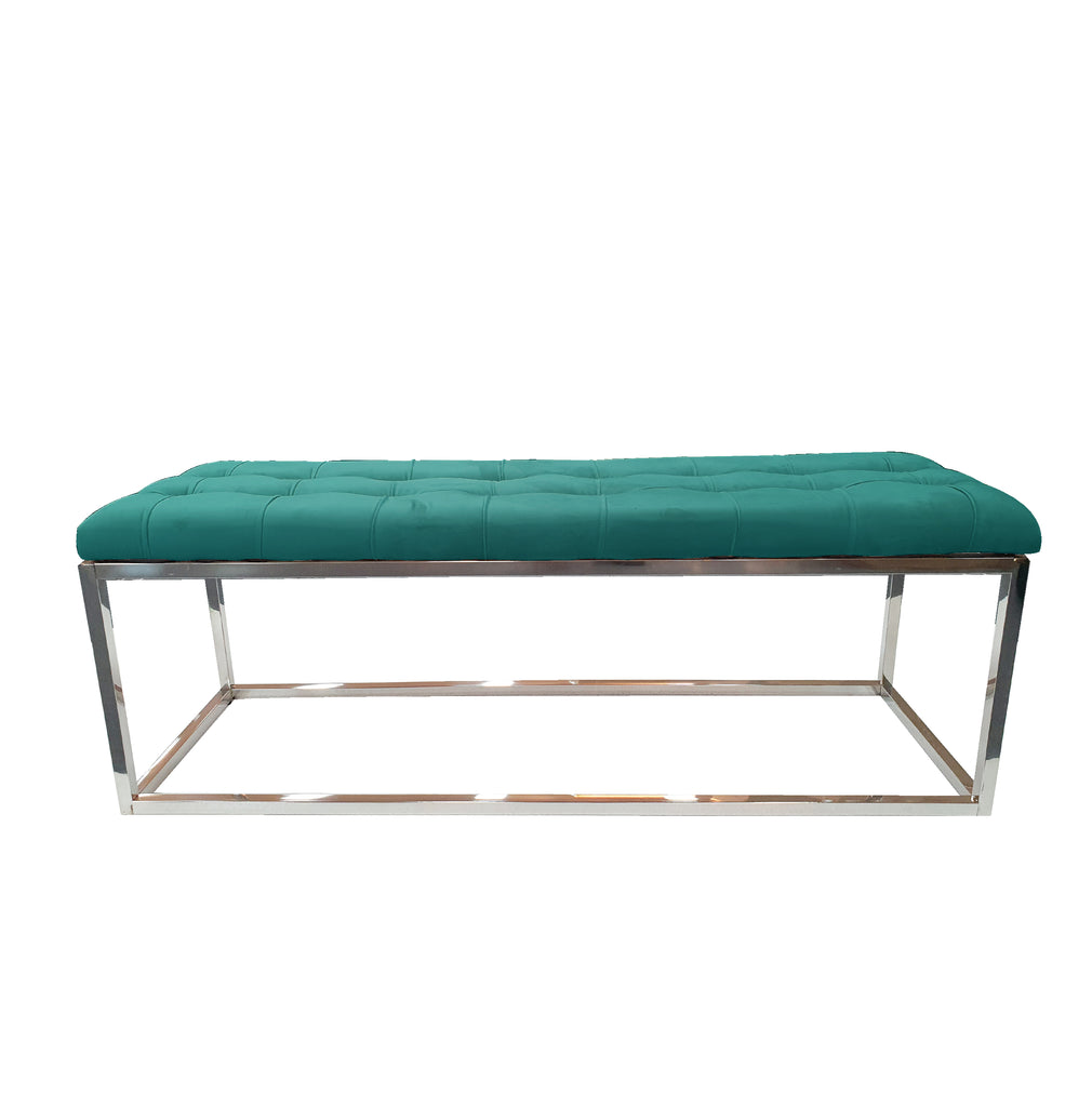 V292-OTT-HOLLY-SILVERBASE-GREENSEAT-72223-00 Holly Ottoman Silver Base - Green Seat - Image 1