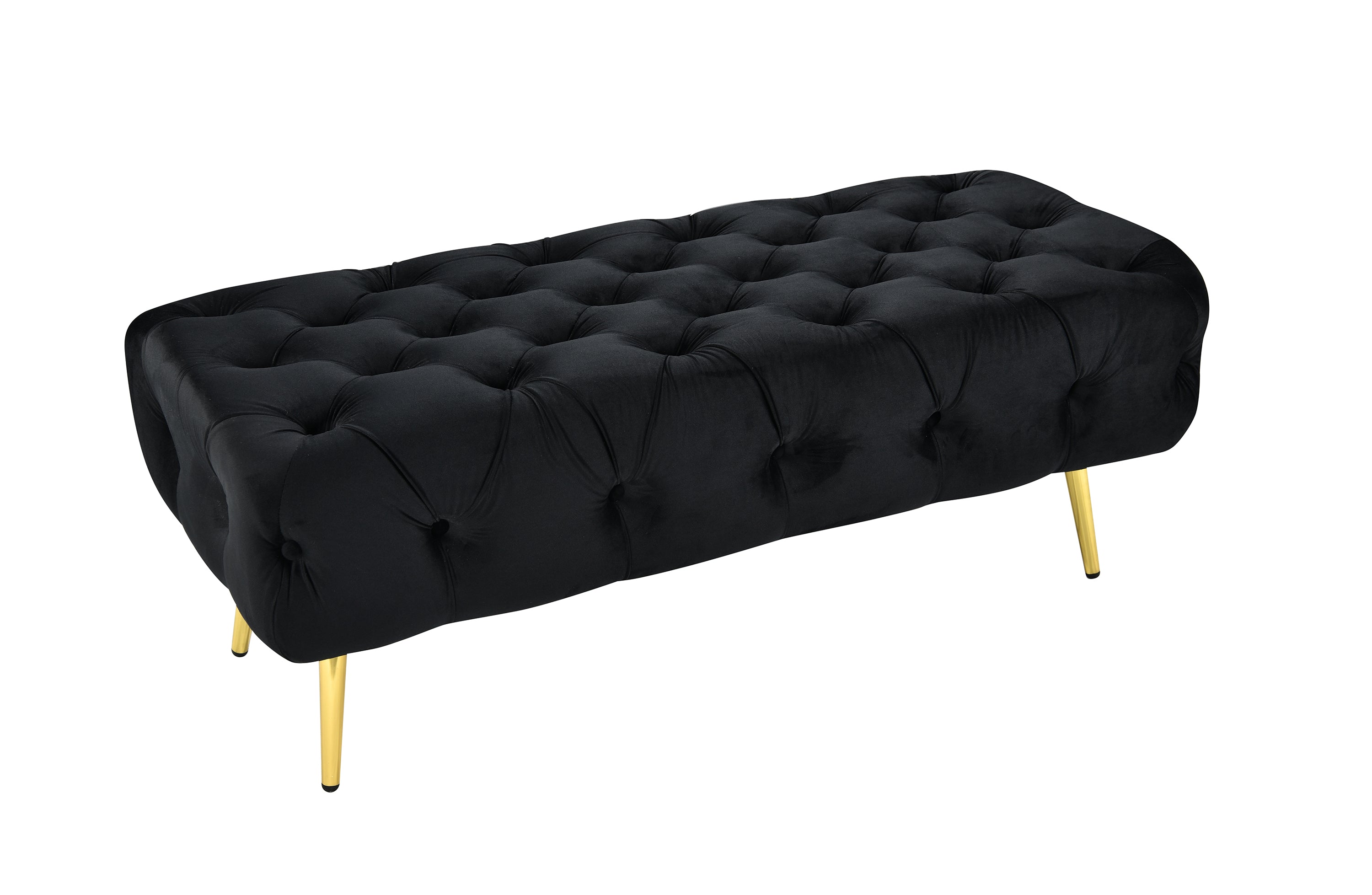 V292-OTT-SHIRLEY-GOLDBASE-BLACKSEAT-191576-00 Shirley Ottoman Black Velvet - Image 1