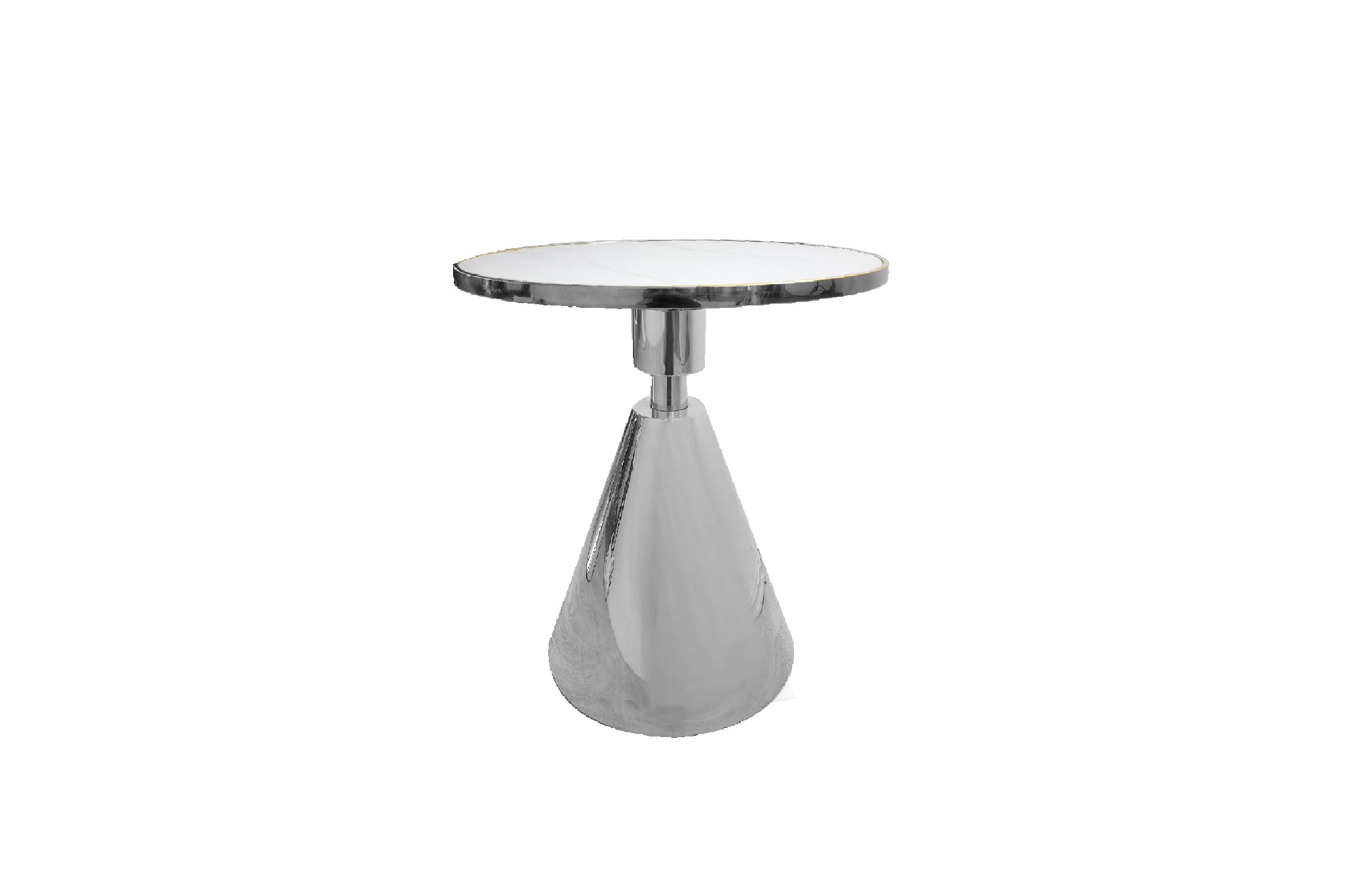 V292-ST-GLAM-SILVERBASE-156303-00 Glam Silver 50cm Side Table - White Marble - Image 1