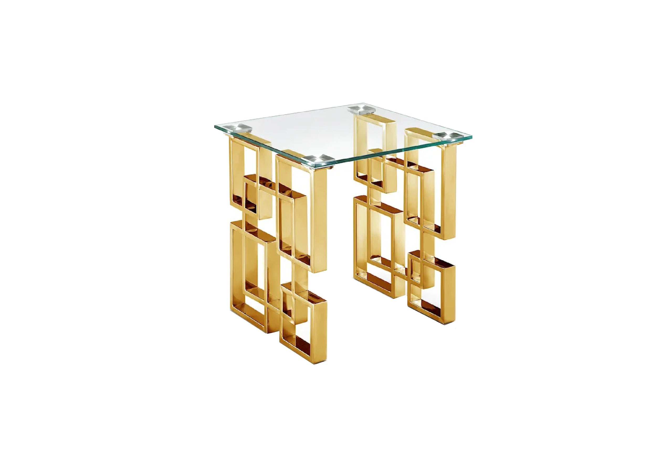 V292-ST-ROYALE-GOLD-CLEARTOP-87491-00 Royale Gold Side Table - Clear Glass - Image 1