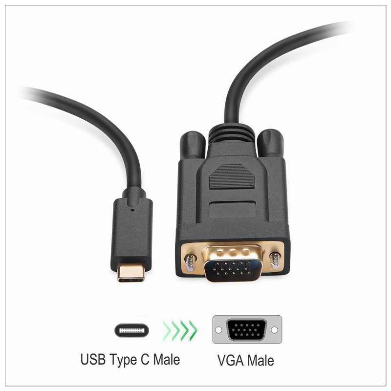 V324-18TCVGA-1-00 1.8M Type C USB-C Thunderbolt 3 to VGA Cable Male to Male Converter for MacBook - Image 1