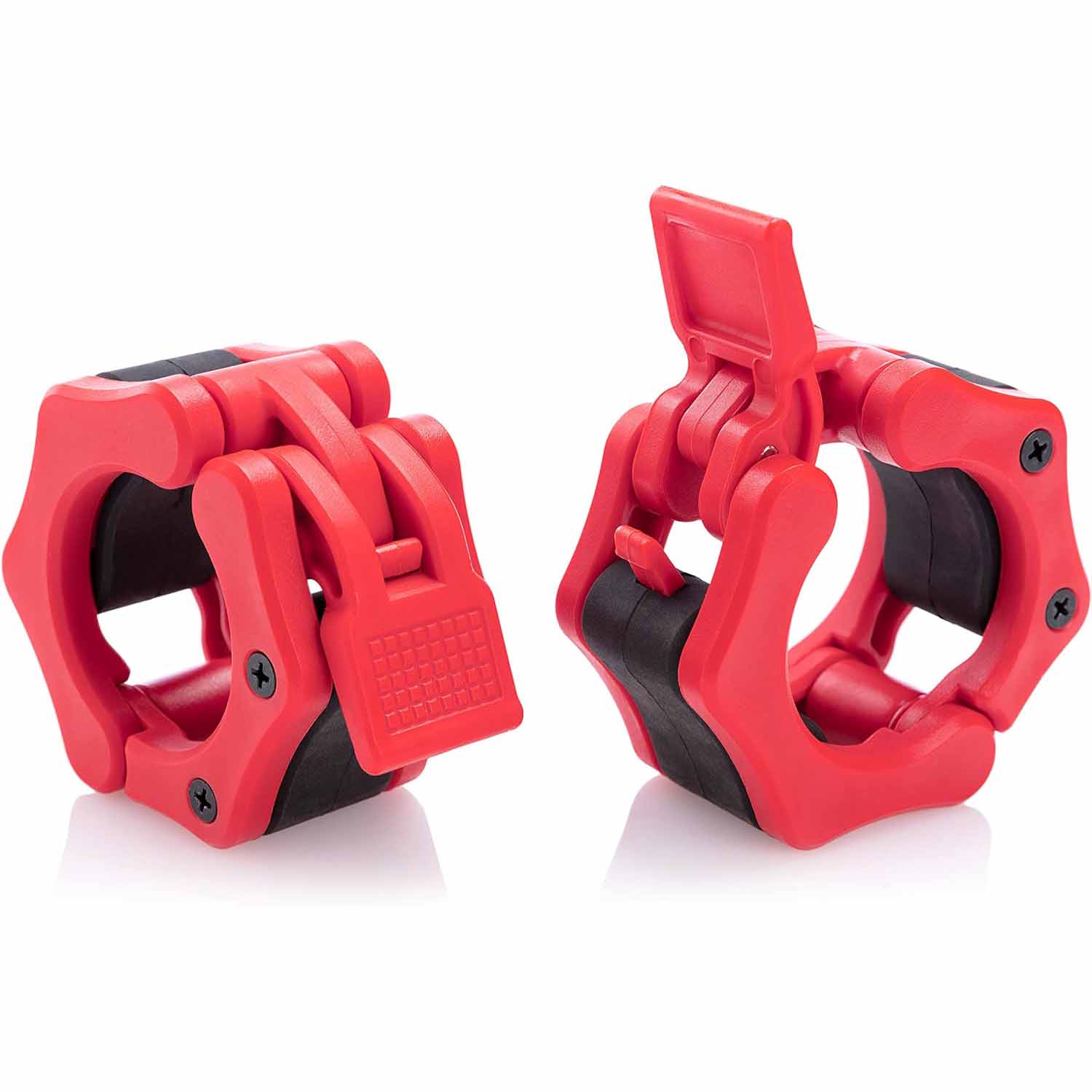 V324-2XBARBCLAMP-50RD-161078-00 2Pcs 2in / 50mm Olympic Dumbbell Clamps Barbell Clamps Collars Clips Bar Plates Collar Clips Red - Image 1