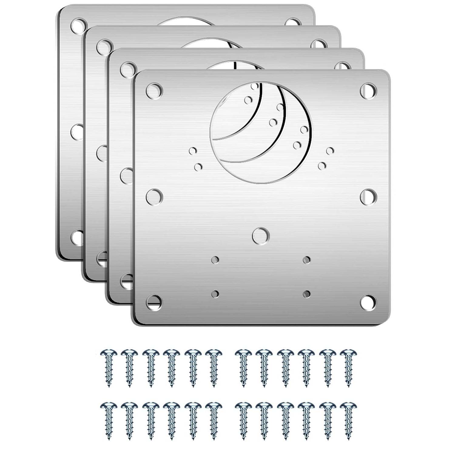V324-4X-HINGEPLATE-130984-00 4 Pcs Kitchen Cupboard Door Cabinet Hinges Repair Plate Brackets Kit Fixing Screws - Image 1
