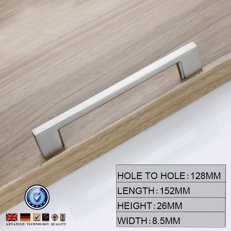 V324-5827-128-4-0014_128-00 Brushed Nickel Kitchen Door Cabinet Drawer Handle Pulls 128MM - Image 1