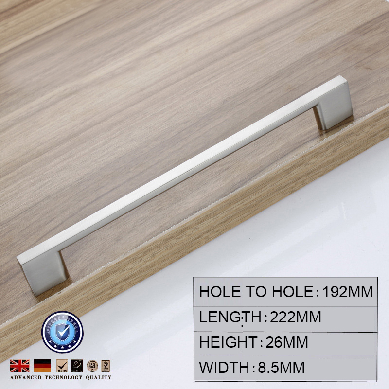 V324-5827-192-4-0014_192-00 Brushed Nickel Kitchen Door Cabinet Drawer Handle Pulls 192MM - Image 1