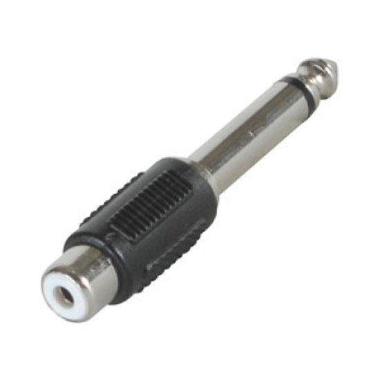 V324-635M-RCAF-S-91197-00 6.35mm Male to RCA Female Mono Audio Adapter Jack Connectors Nickel Plating - Image 1