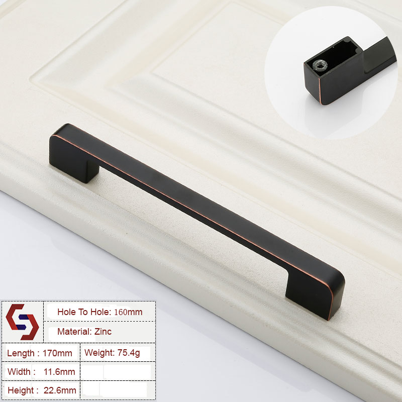 V324-BL-2354-BC-160-2354-BC-160-00 Zinc Kitchen Cabinet Handles Drawer Bar Handle Pull black+copper color hole to hole size 160mm - Image 1