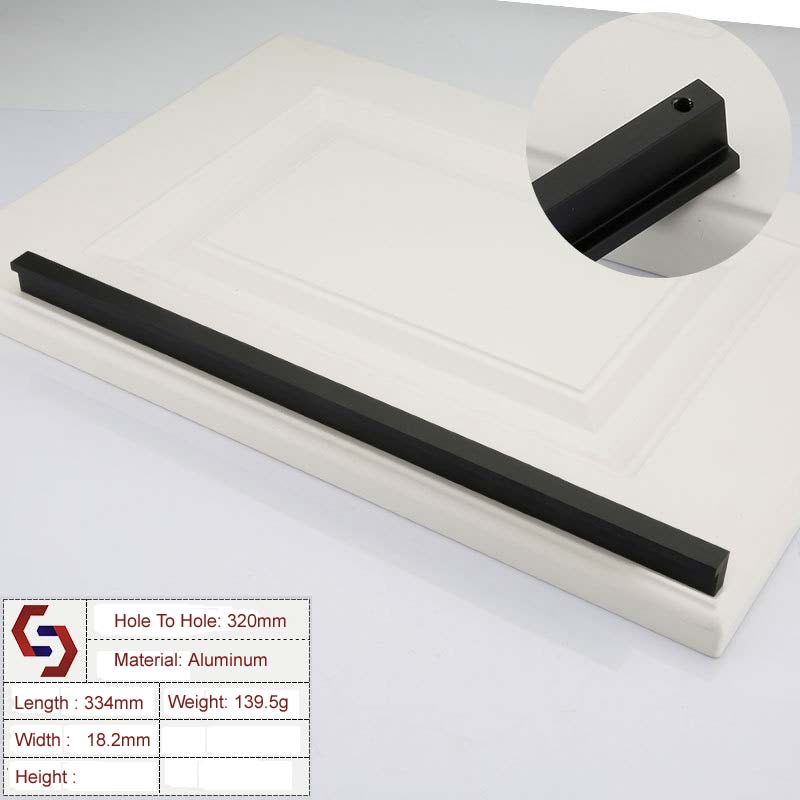 V324-BL-6807-BK-320-LSD-Cabinet-handle-6807-BK-320MM-00 Zinc Kitchen Cabinet Handles Drawer Bar Handle Pull 320mm - Image 1