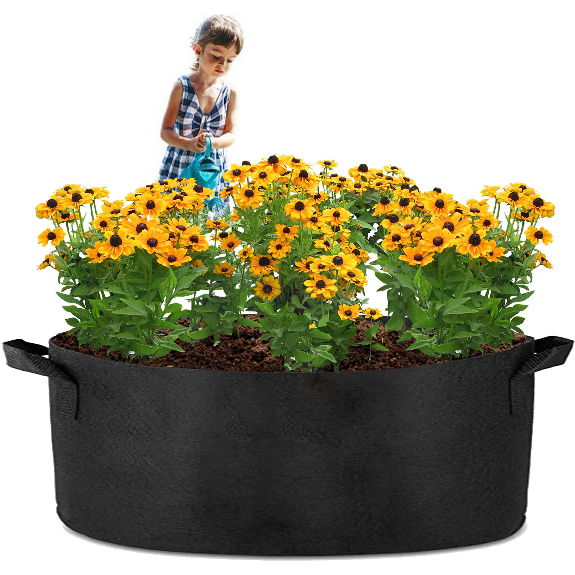 V324-GD-GROWBG10050CM-130959-00 1 Pack 100 Gallon 100cm 50cm Grow Bag Heavy Duty Thickened Plant Pots with Handles for Farming Gardening Tree - Image 1