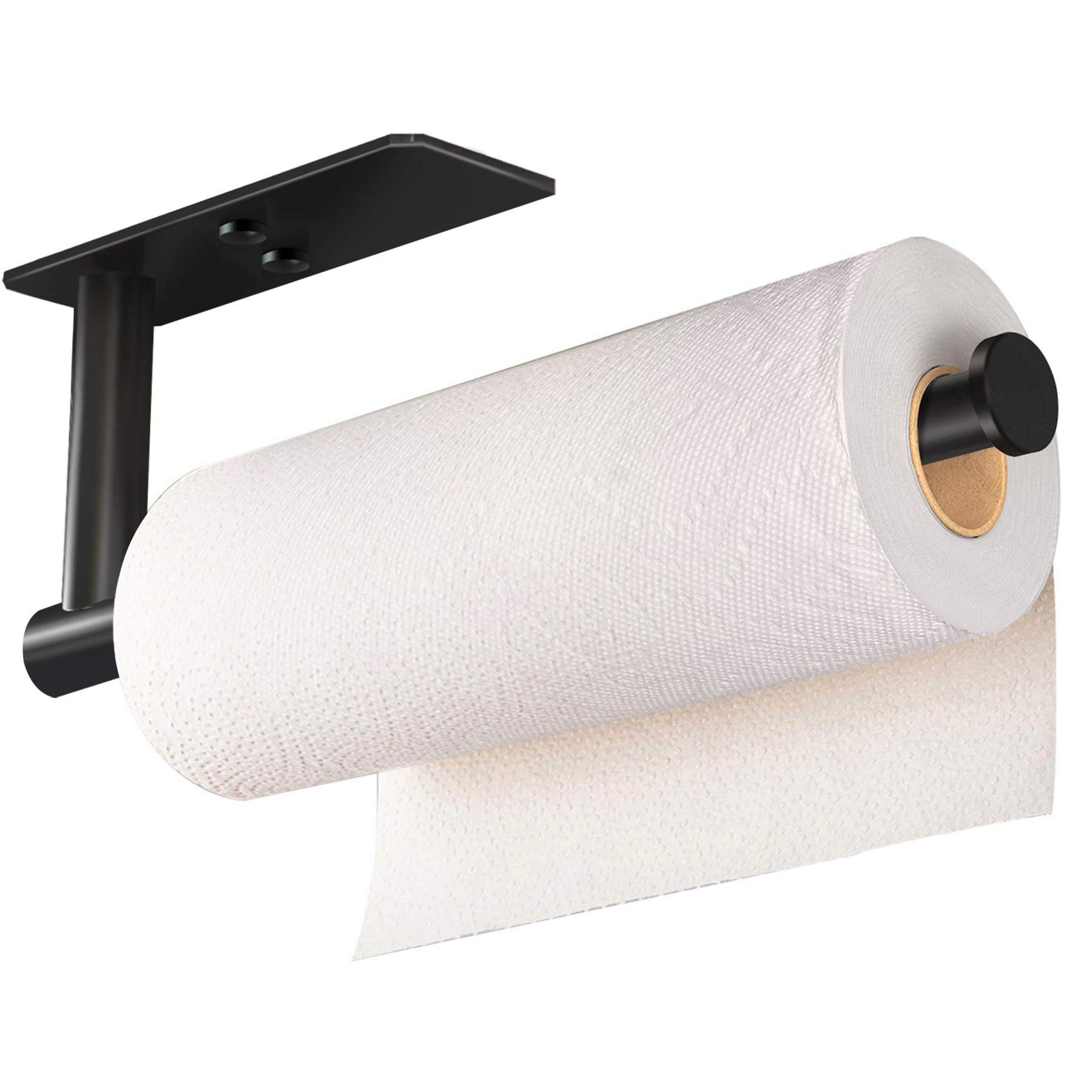 Version 1.0.0 Kitchen Paper Holder Under Cabinet Wall Mount Adhesive Paper Towel Holder Rectangle Black - Image 1