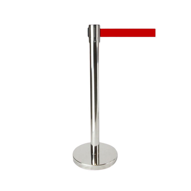 V337-CROW-R-SR-78819-00 Retractable Queue Crowd Control Barriers | Silver Pole Red Belt - Image 1