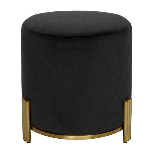 V355-IA-O3-B-186181-00 Interior Ave - Apollo Velvet Ottoman - Black - Image 1