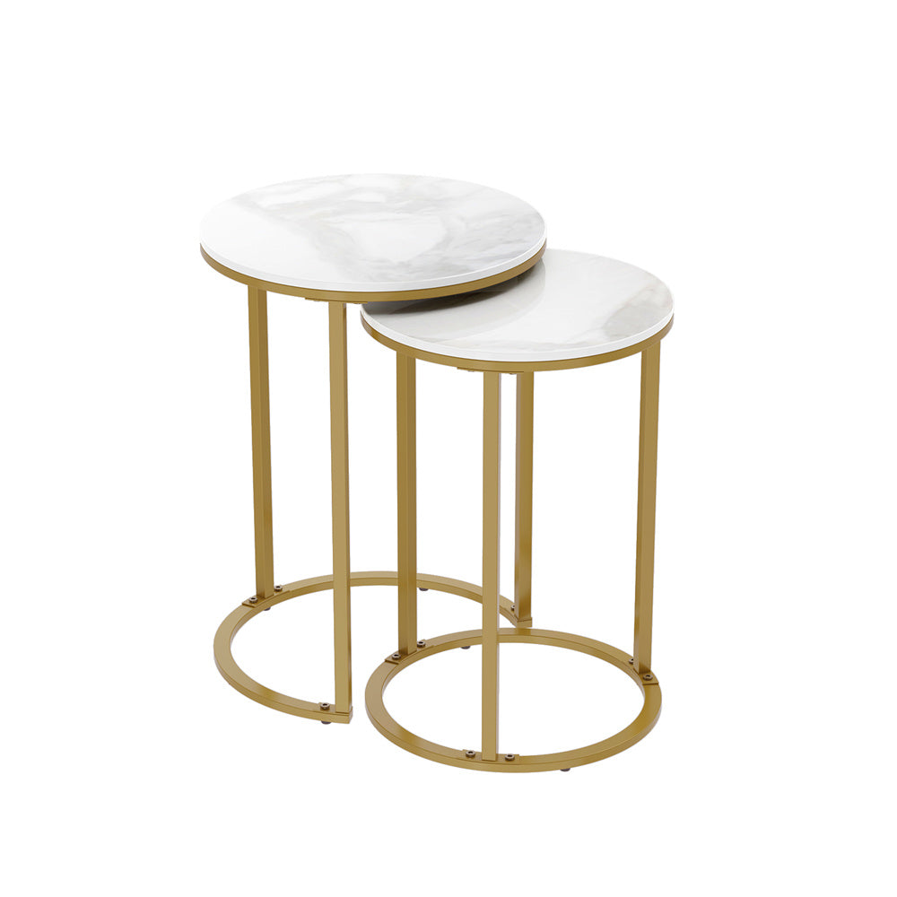 V355-IA-ST9-MG-183453-00 Interior Ave - Deva Gold Nested Side Table Set - Image 1