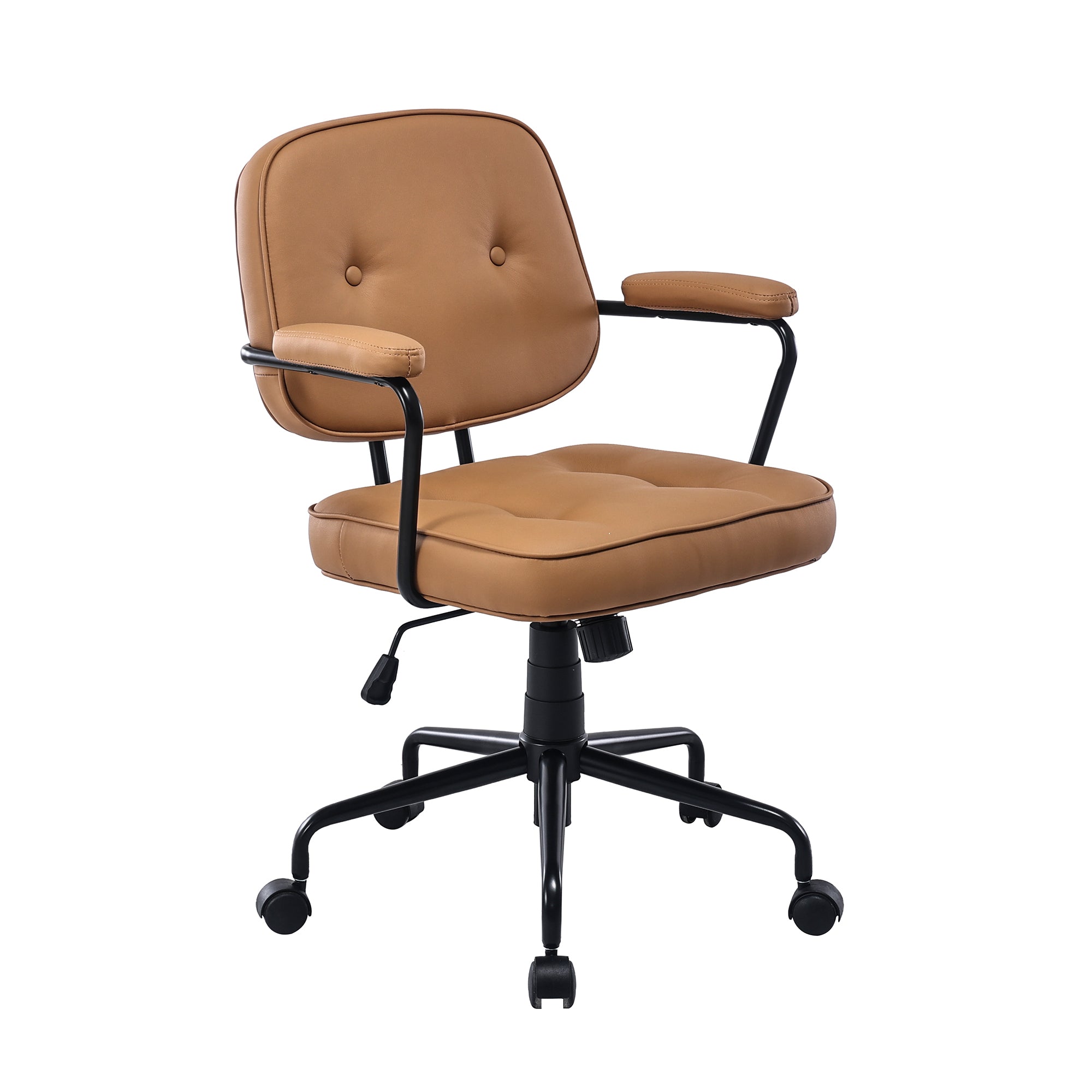 V369-HC-0025-BLACK-FRAME-89141-00 Louise Black Frame Faux Leather Home Office Chair in Brown - Image 1