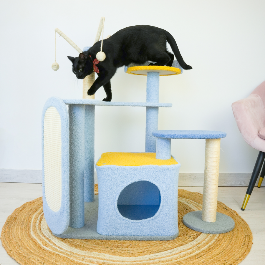 V378-PW-TKZC-04-175251-00 Petwiz KityKat Playland Cat Tree Scratching Post Pole - Image 1
