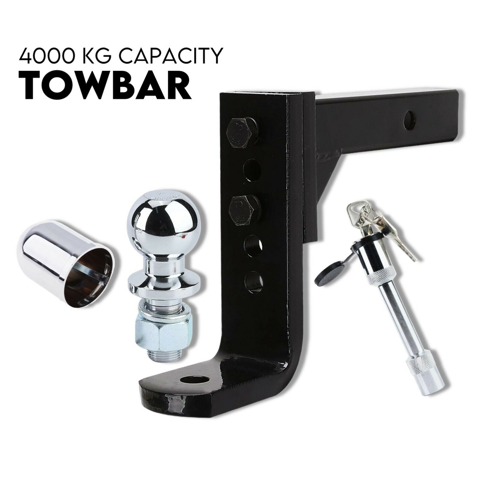 V379-TOWBAR5HOL4007-78750-00 Adjustable Drop Towbar Tow Bar Ball Mount Tongue 2" Hitch Trailer 4000KG - Image 1