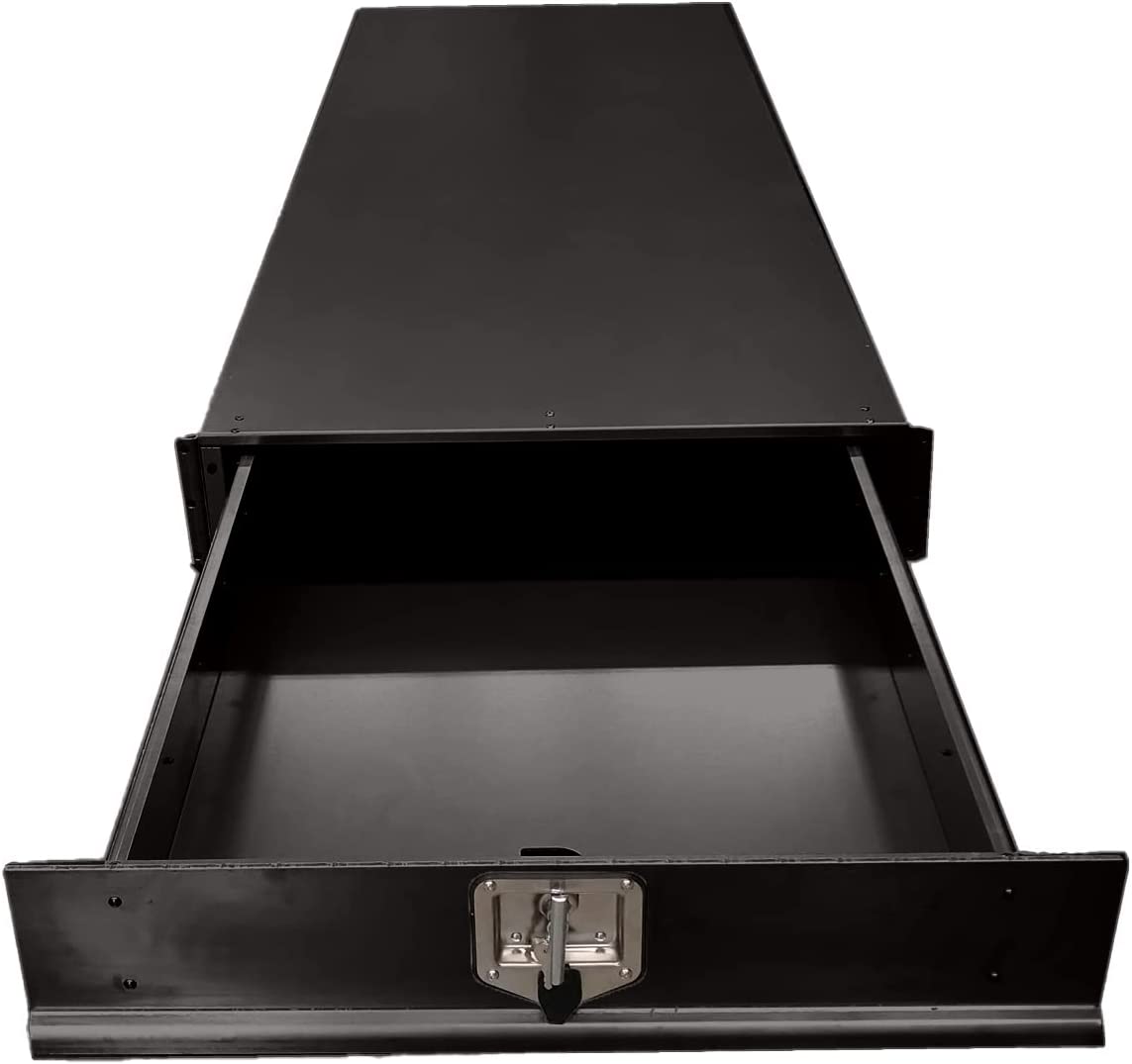 V379-TRNDLBLK001505-66870-00 Under Tray Body Tool Box Trundle Drawer 1500 Long UTE Truck ToolBox Black - Image 1