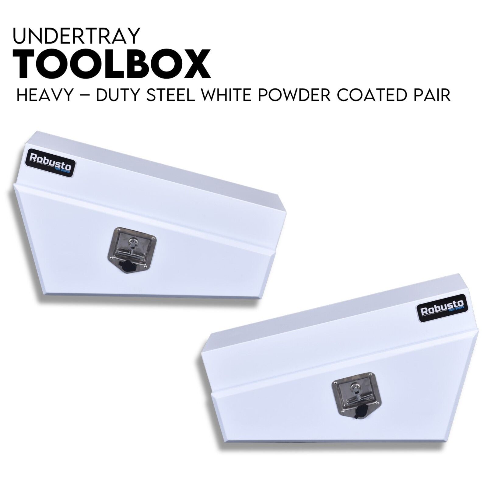 V379-UTRYWHTL7SET07-67209-00 Under Tray Tool Box Underbody Pair Set 750mm White Steel - Image 1
