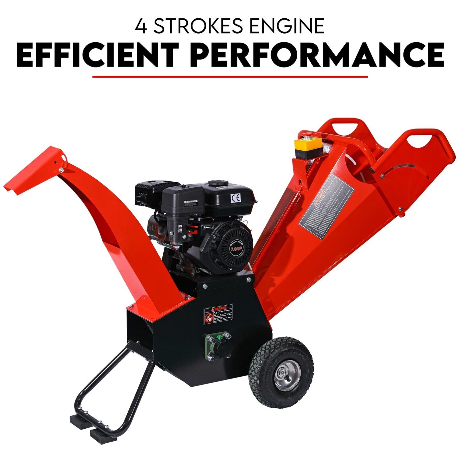 V379-WODCHPER007001-185845-00 7HP Wood Chipper Self Feeding Shredder Mulcher Machine Petrol Garden Portable - Image 1