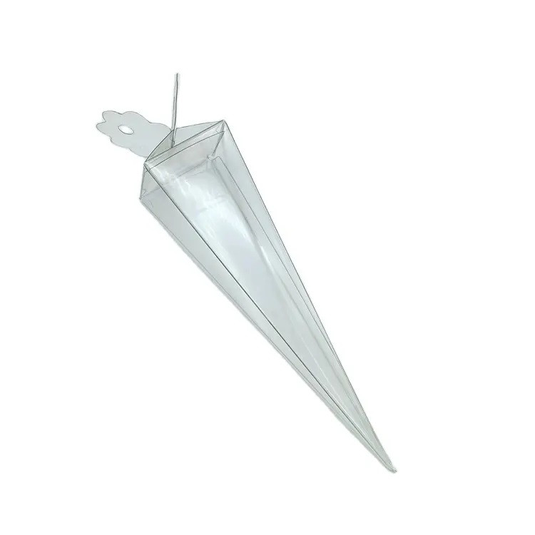 V382-50CONEPVCBOX-144315-00 50 Pack of Clear Pyramid Triangle Shaped Small Clear Gift Box - Bomboniere Jewelry Gift Party Favor Model Candy Chocolate Soap Box - Image 1