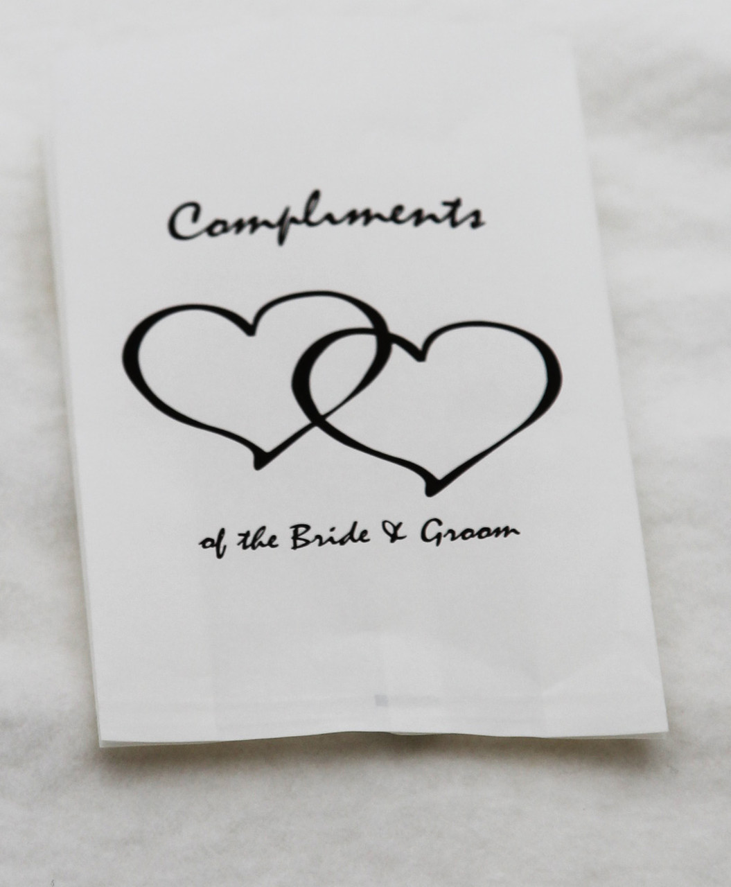 V382-CAKEBAG100BBG-202503040840-00 100 Pack Wedding Cake Bags Greaseproof Wax Paper Slice Take Home Favour Heart n Message - Image 1