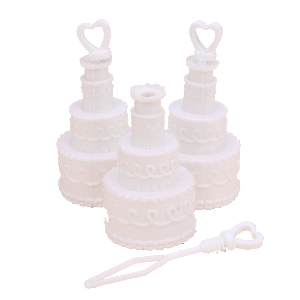V382-CAKEBUBBLEX20-202503040846-00 20 Pack Mini Wedding Cake Bubble Bottles send off wedding favors custom party favors - Image 1