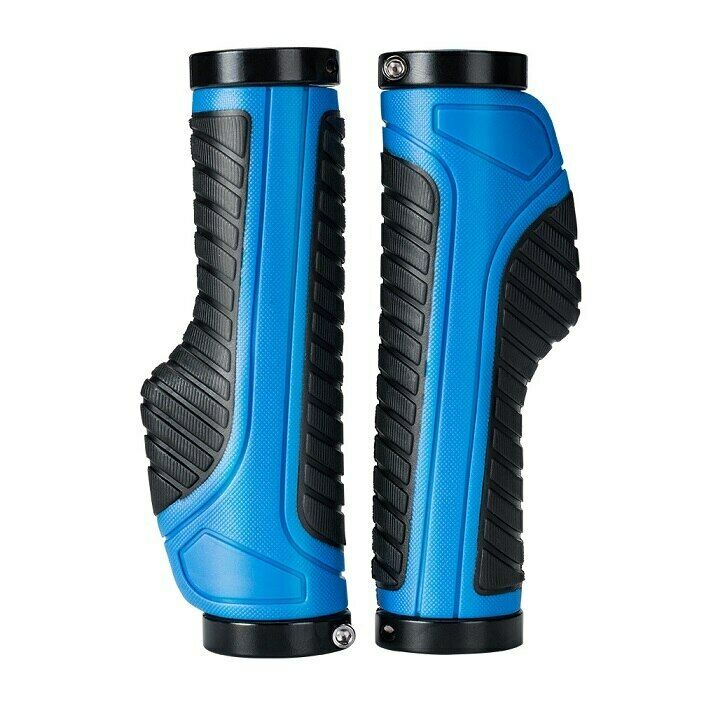 V382-GRIPANTISLIPBLUE-73077-00 Bicycle Grips MTB Road Bike Double Lock Rubber Handlebar Grips Anti-Slip Rock Bros BLUE - Image 1