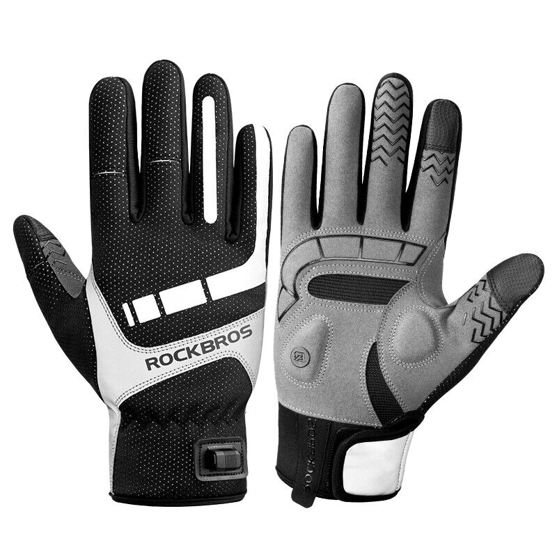 V382-HEATEDGLOVESRBXL-73070-00 MTB Heated Gloves XLarge for Mountain Road Bike Breathable Winter Autumn Cycling Camping Running Outdoor Sport Rockbros - Image 1