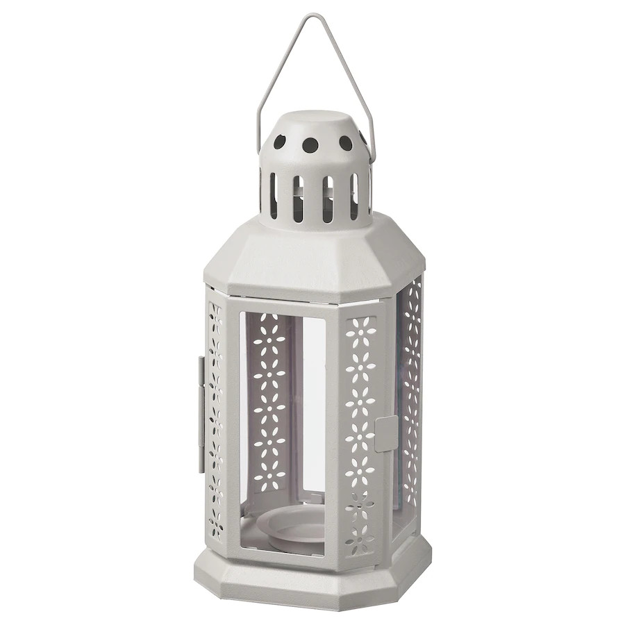V382-LGREYLANTERN10-144411-00 10 Pack of Grey Metal Miners Lantern Summer Wedding Home Party Room Balconey Deck Decoration 21cm Tealight Candle - Image 1