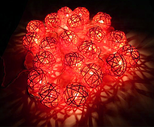 V382-ORANGERATTBALLBATT50-202504040941-00 1 Set of Orange 5cm Rattan Cane 50 Ball Battery Powered LONG 5m String Lights Christmas Gift Home Wedding Party Bedroom Decoration Table Centrepiece - Image 1