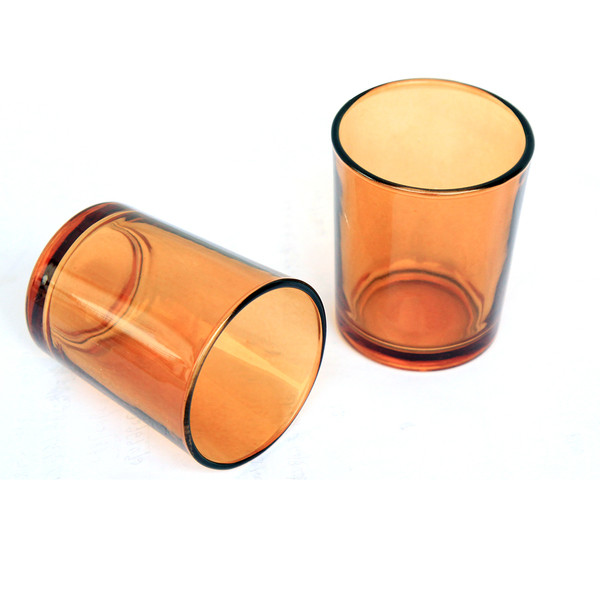 V382-ORCHX10-202503121005-00 10 Pack Orange Glass Votive Tealight Candle Holders House Party Centerpiece Xmas Wedding Decor Glass Candlestick Party Decorations Bridal Baby Shower Event - Image 1