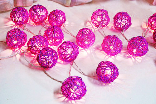 V382-PINKRATTBALLBATT50-202504040942-00 1 Set of Pink 5cm Rattan Cane 50 Ball Battery Powered LONG 5m String Lights Christmas Gift Home Wedding Party Bedroom Decoration Table Centrepiece - Image 1