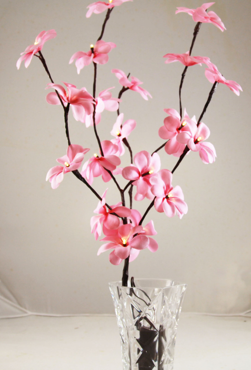 V382-PKFRANGISTEMBATT-68312-00 1 Set of 50cm H 20 LED Pink Frangipani Tree Branch Stem Fairy Light Wedding Event Party Function Table Vase Centrepiece Decoration Girl Bedroom - Image 1