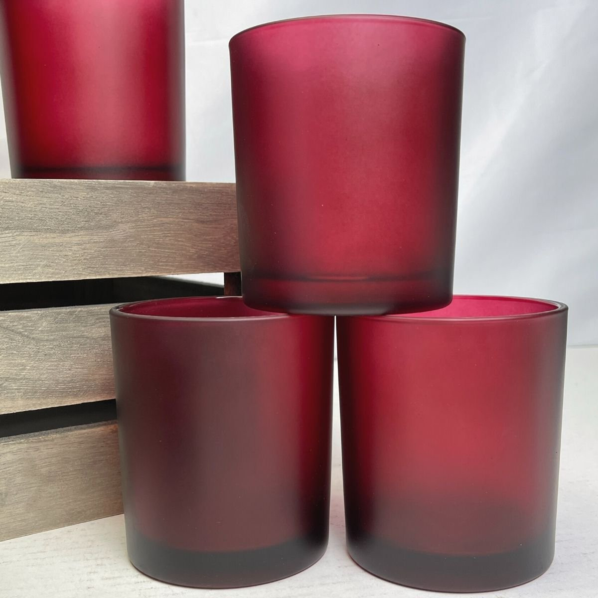 V382-RFHX10-202503121006-00 10 Pack Red Frosted Glass Votive Tealight Candle Holders Valentines Day Xmas Wedding Decor Glass Candlestick Party Decorations Bridal Baby Shower Event - Image 1