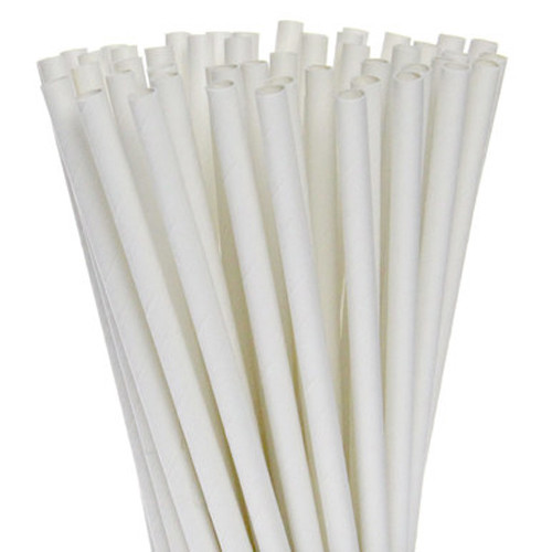V382-WHITESTRAW200-144493-00 200 Pack White Drinking Straws Biodegradable Eco Paper Birthday Party Event Bistro Bar Cafe Take Away - Image 1