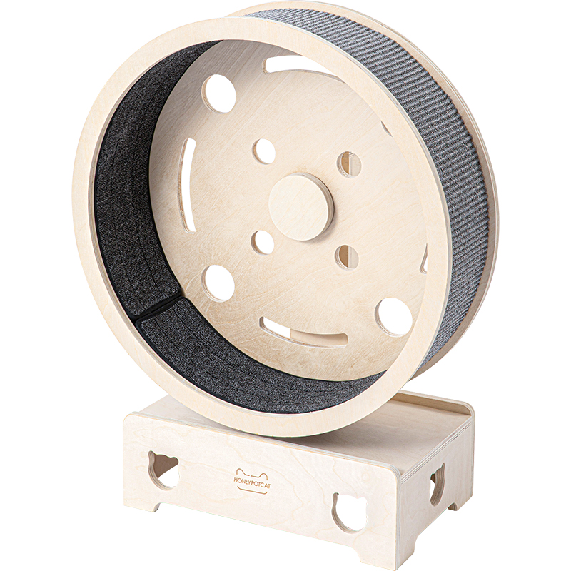 V390-220505S-202507030915-00 HONEYPOTCAT Fit & Fun Active Runner Wood Cat Wheel - Compact 79.5cm - Image 1