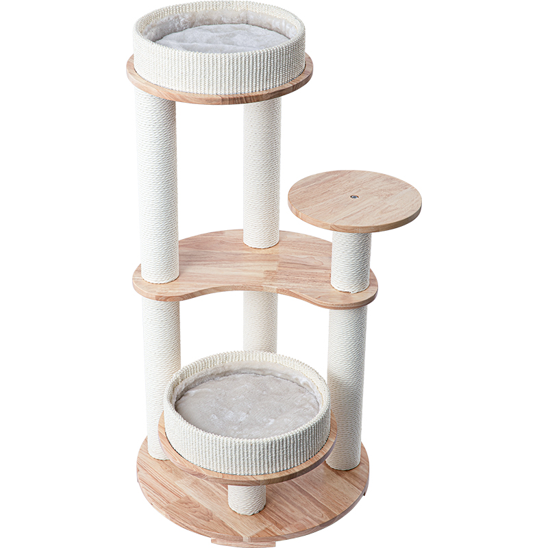 V390-AG221122-202507030910-00 HONEYPOTCAT MZ Simple Joy Wood Cat Tower - Double Delight 110cm - Image 1