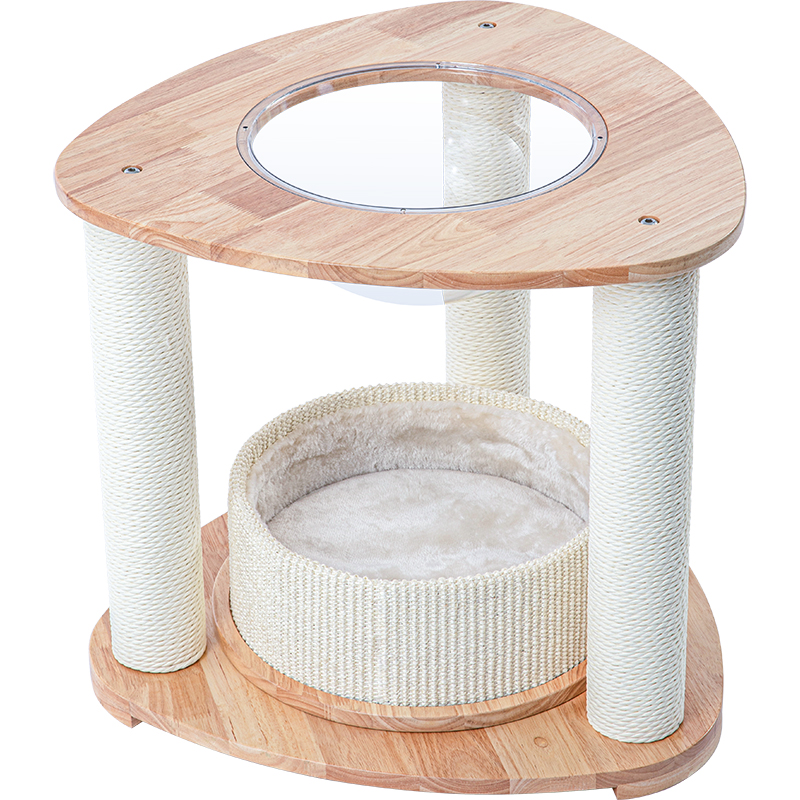 V390-AG221122S-202507030910-00 HONEYPOTCAT MZ Simple Joy Wood Cat Tower - Space Pod 52cm - Image 1