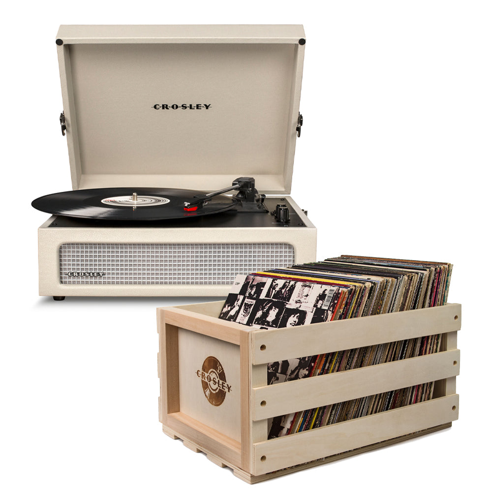 V398-CR8017BSC-DU4-202502220115-00 Crosley Voyager Dune - Bluetooth Portable Turntable & Record Storage Crate - Image 1