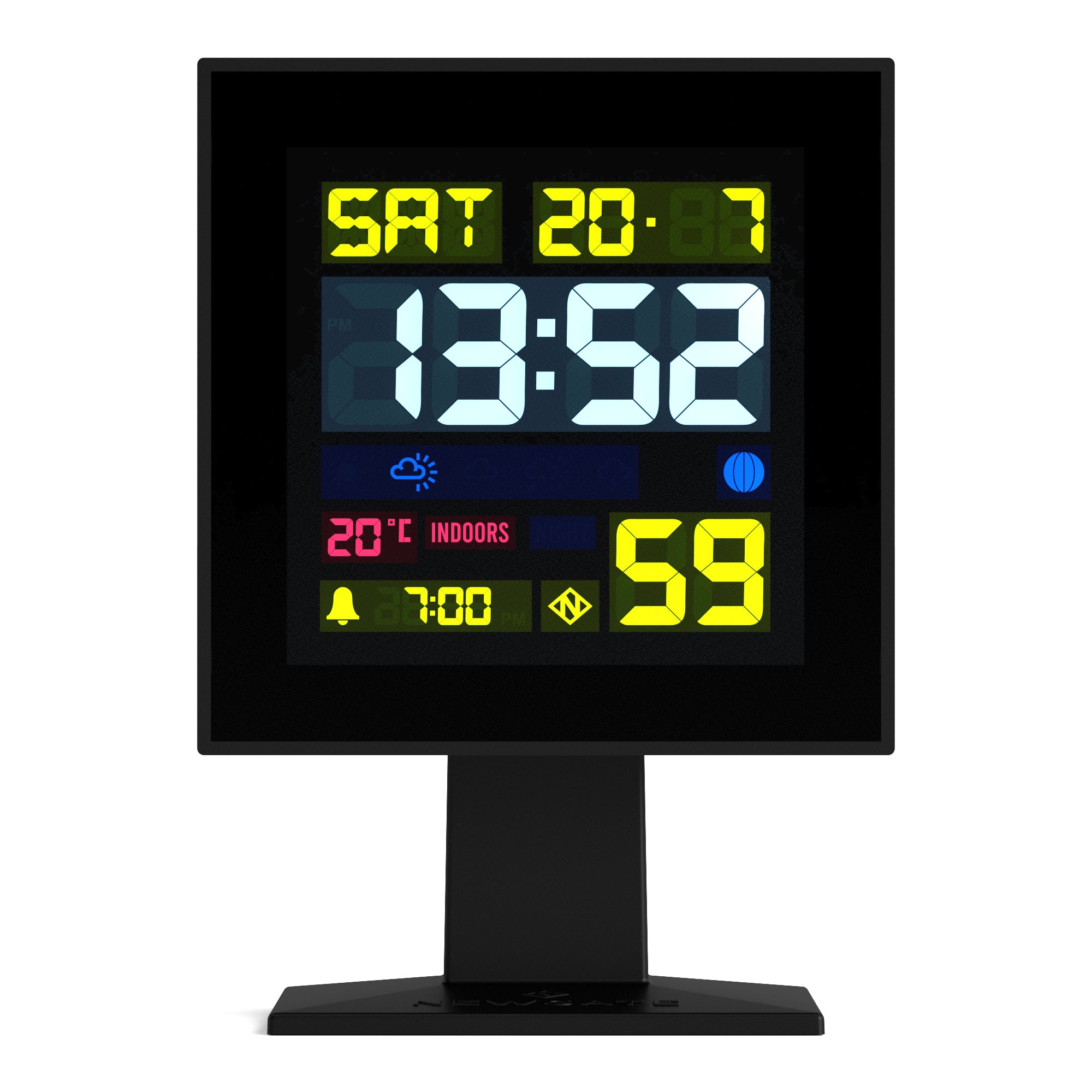 V398-NGLCDMONO1-202503041722-00 Newgate Monolith Lcd Alarm Clock Black - Image 1