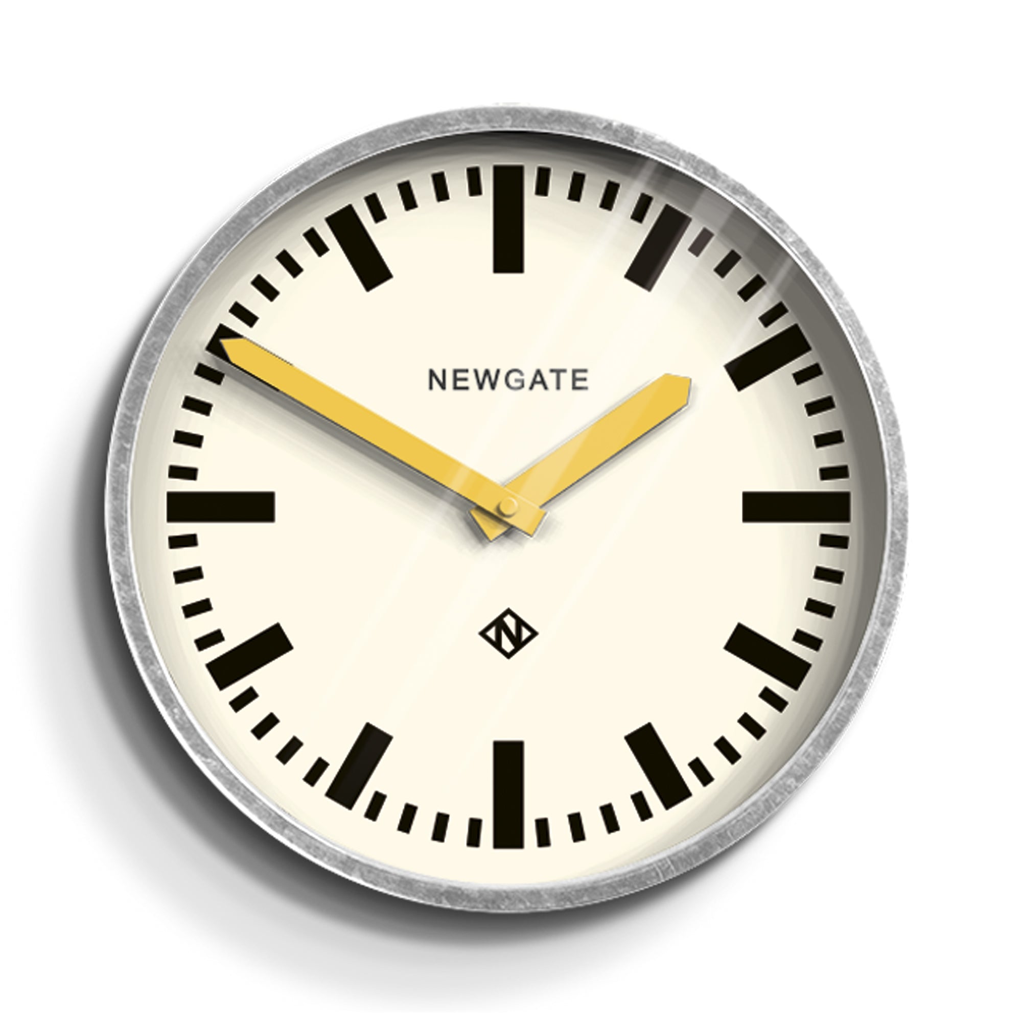 V398-NGLUGG667GALCY-202503051401-00 Newgate Luggage Wall Clock Galvanised Yellow Hands - Image 1