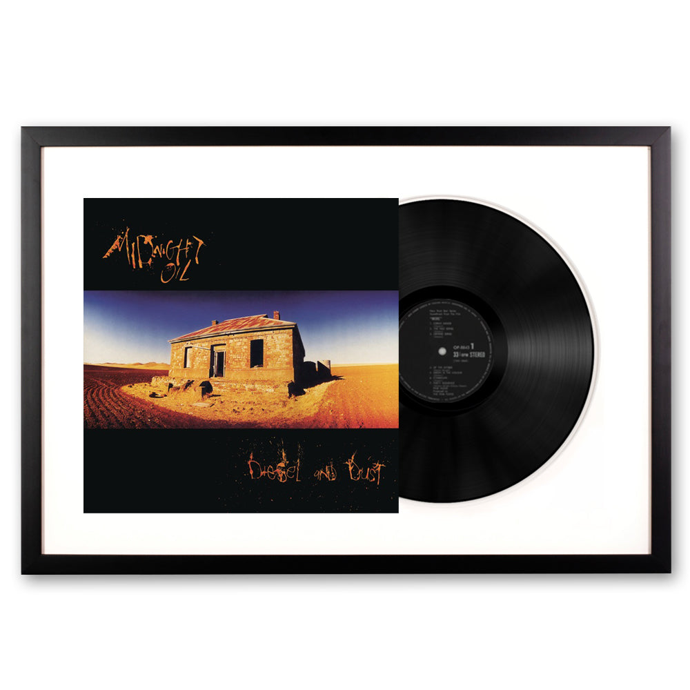 V398-SM-88985339161-FD-202507021916-00 Framed Midnight Oil Diesel and Dust Vinyl Album Art - Image 1