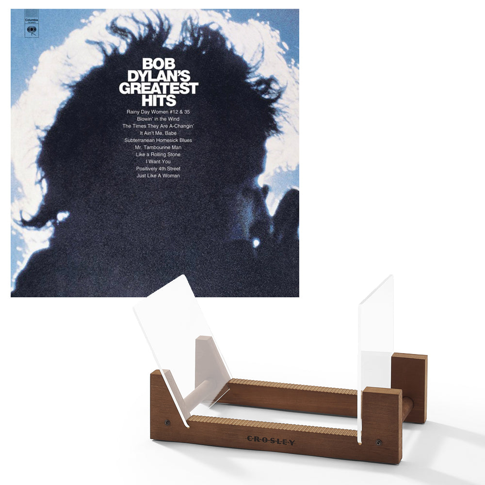 V398-SM-88985455611-BS-202506231846-00 Bob Dylan Greatest Hits Vinyl Album & Crosley Record Storage Display Stand - Image 1
