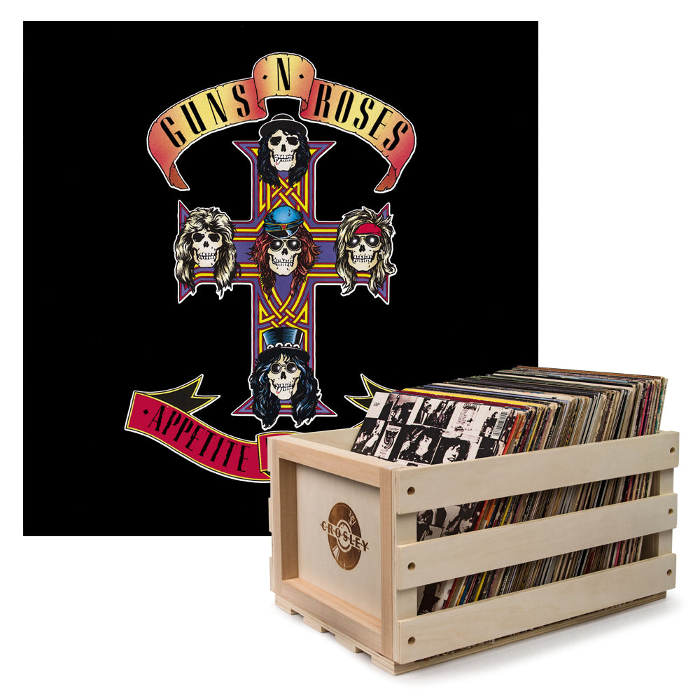 V398-UM-4241481-B-202503141621-00 Crosley Record Storage Crate & Guns & Roses Appetite For Destruction - Vinyl Album Bundle - Image 1