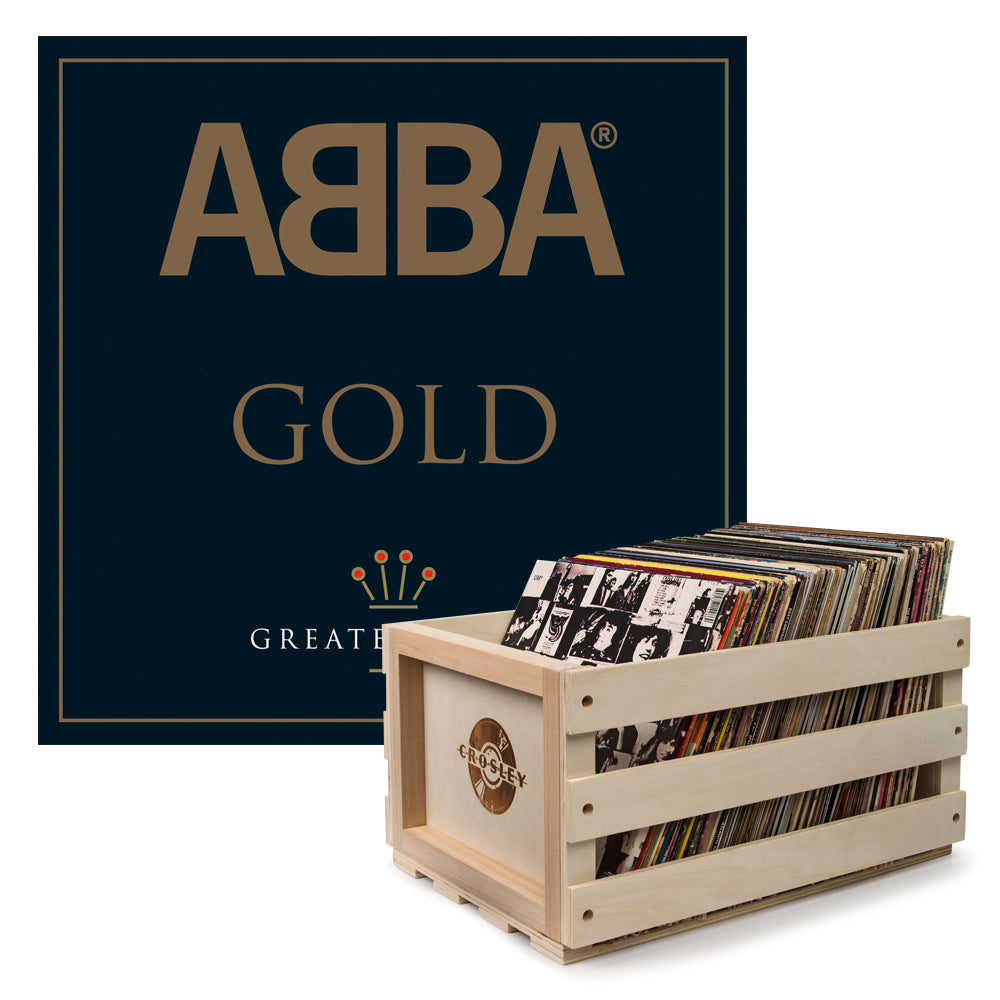 V398-UM-5351106-B-202506051828-00 Crosley Record Storage Crate & Abba Gold - Double Vinyl Album Bundle - Image 1