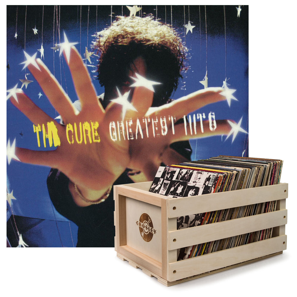 V398-UM-5715434-B-202503281935-00 Crosley Record Storage Crate & The Cure Greatest Hits - Double Vinyl Album Bundle - Image 1