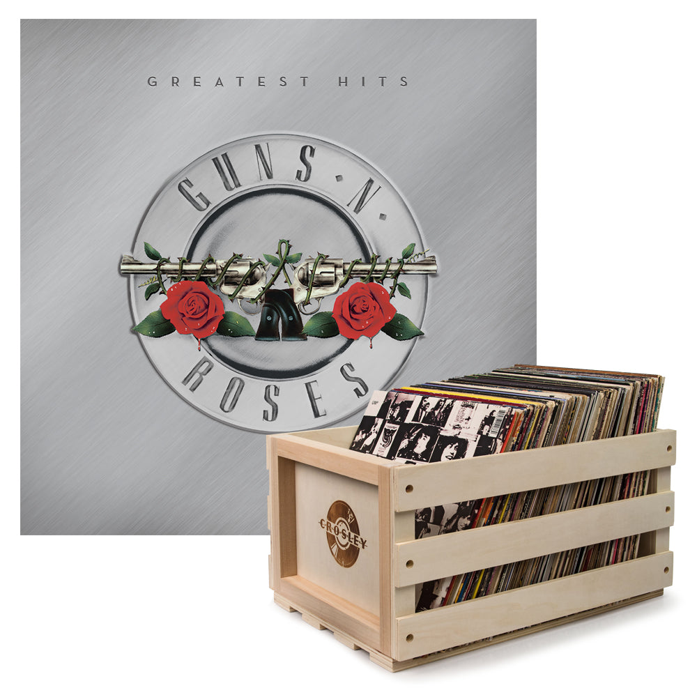 V398-UM-712479-B-202503061820-00 Crosley Record Storage Crate & Guns N Roses Greatest Hits - Double Vinyl Album Bundle - Image 1