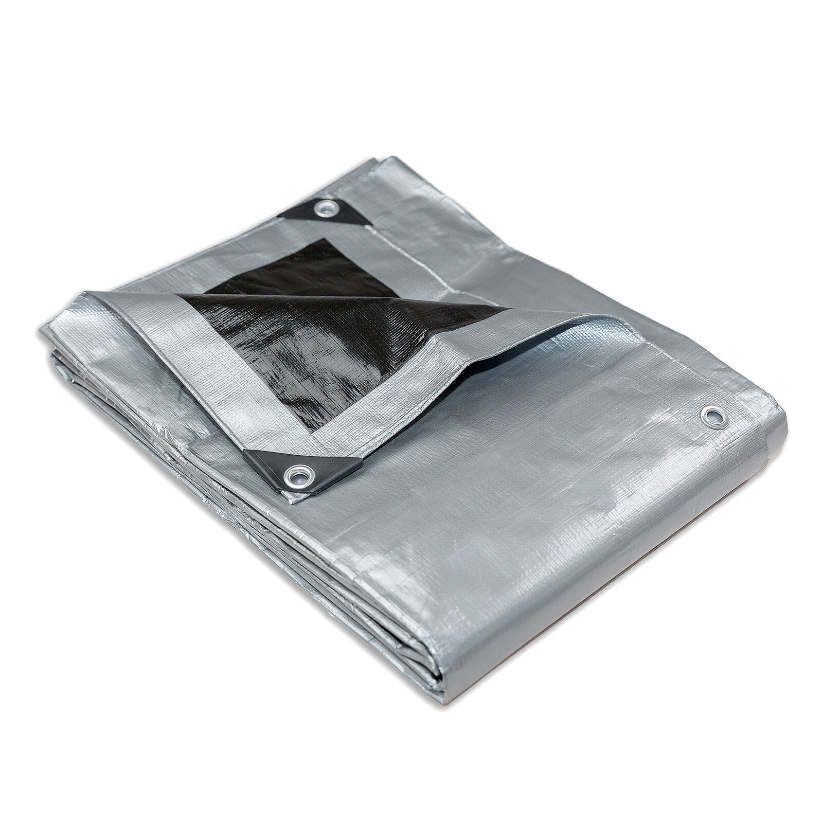 V406-TS1216-158613-00 Heavy Duty Silver Black Tarp Tarpaulin 3.6x4.9m - Image 1