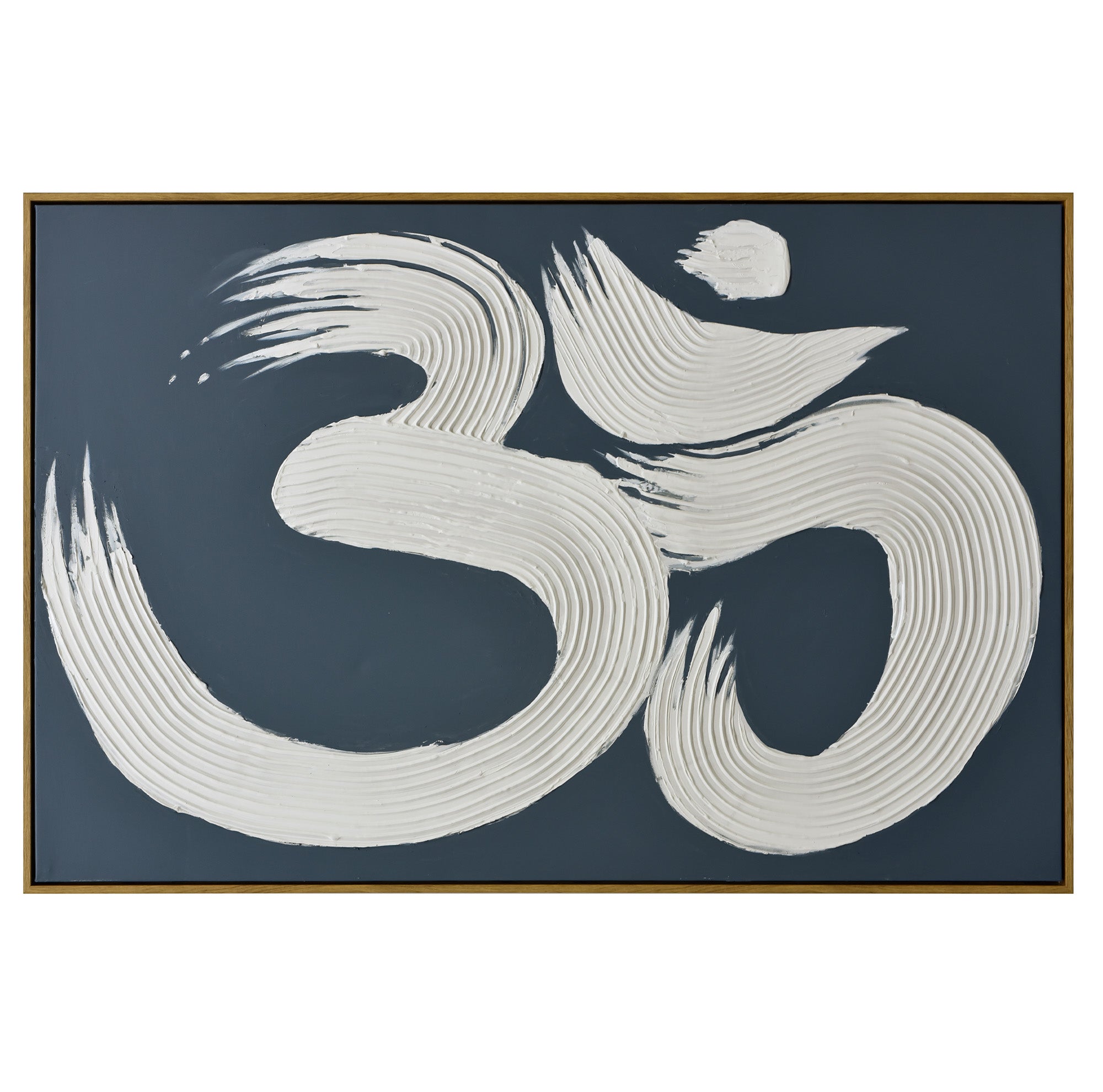 V411-SOK-HMTWF-1-22081ND-90143-00 120X80cm Modern Mantra: Echoes of AUM Dark Wood Framed Hand Painted Canvas Wall Art - Image 1