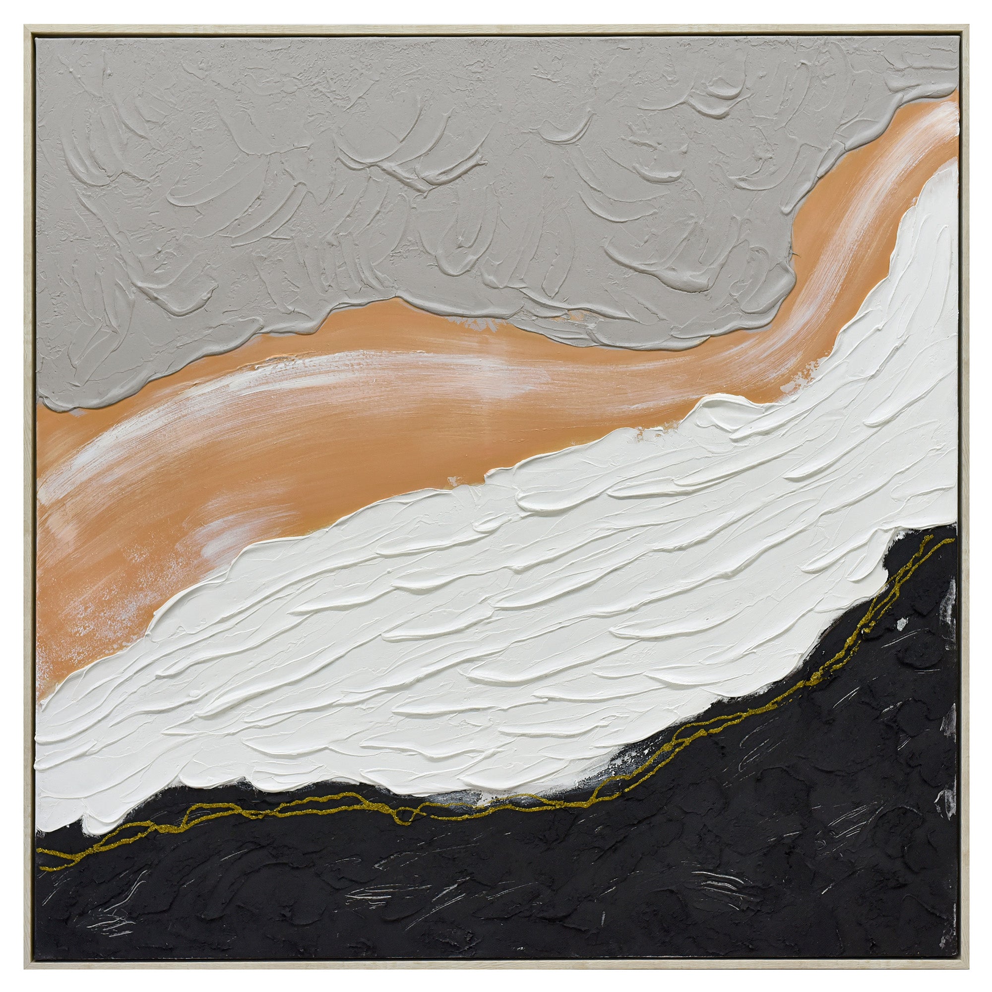 V411-SOK-HMTWF-1-22347ND-90140-00 100X100cm Golden Divide Light Wood Framed Hand Painted Canvas Wall Art - Image 1